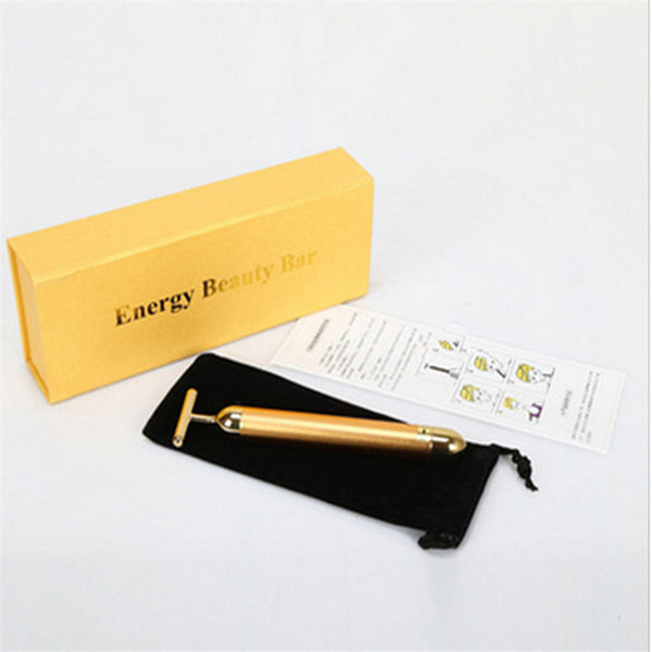 Face 24K Gold Vibration Pulse Beauty Bar Firming Facial Roller Massager Stick Lift Skin Tightening Wrinkles Pen